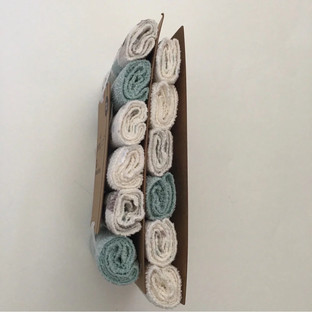 Dreamgro Baby 12 pc Set Washcloths - Sage Green & White Set 9”x9” NEW